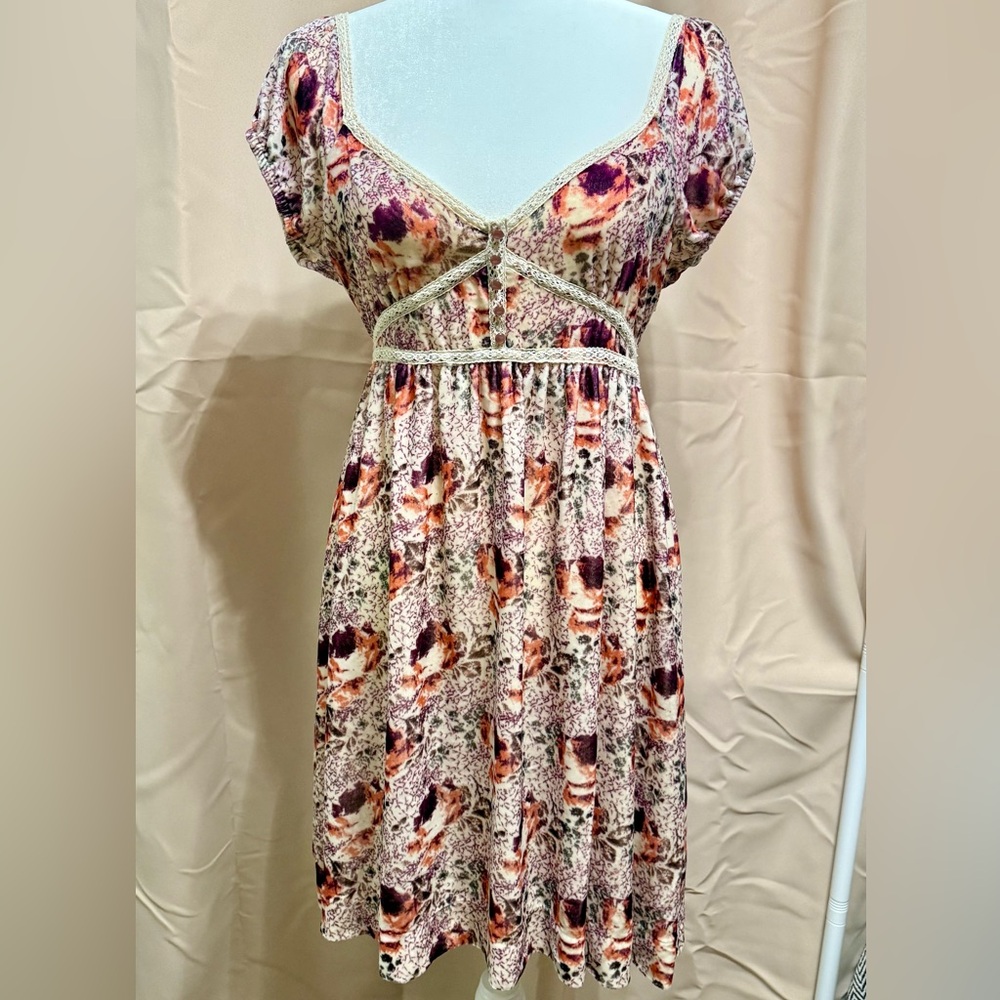 Free People Velvet Floral Mini Dress - Size 12 - EUC